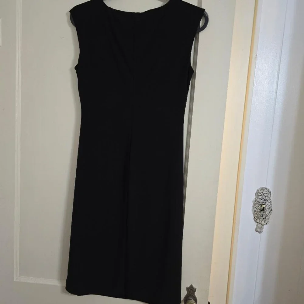 10 Lauren Ralph Lauren Black Rushed Faux Wrap Lined Cap Sleeve Dress